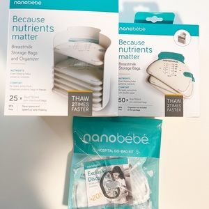 Nanobebe Breast Milk Storage Bags And Organizer And Hospital Go Bag Kit